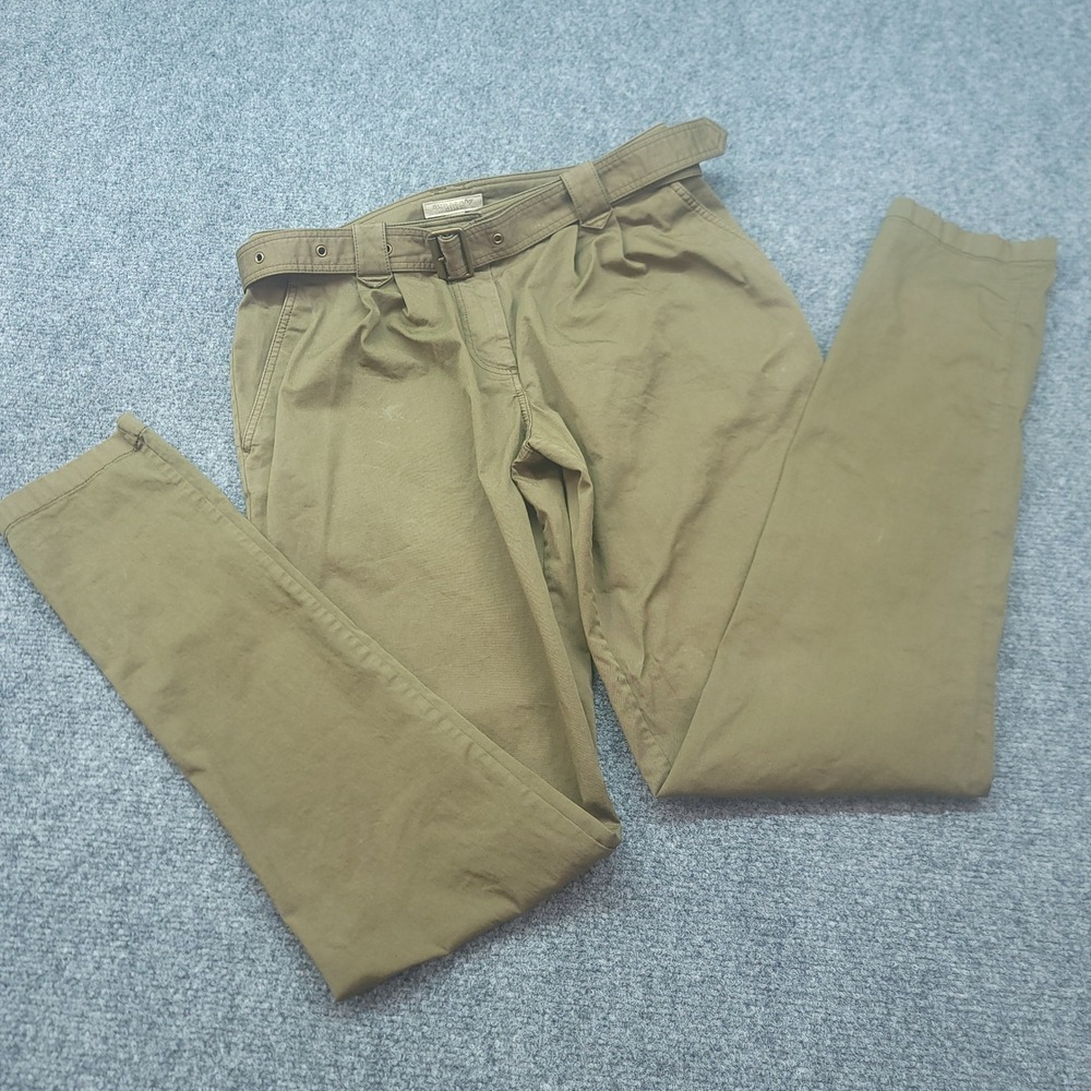 Burberry Brit Womens Belted Chino Pants Olive Green Slim Fit Size 2 With Belt